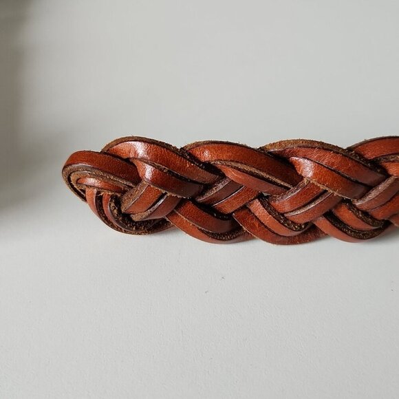 New TALBOTS | Woven leather braided cognac brown sz S - Picture 2 of 4
